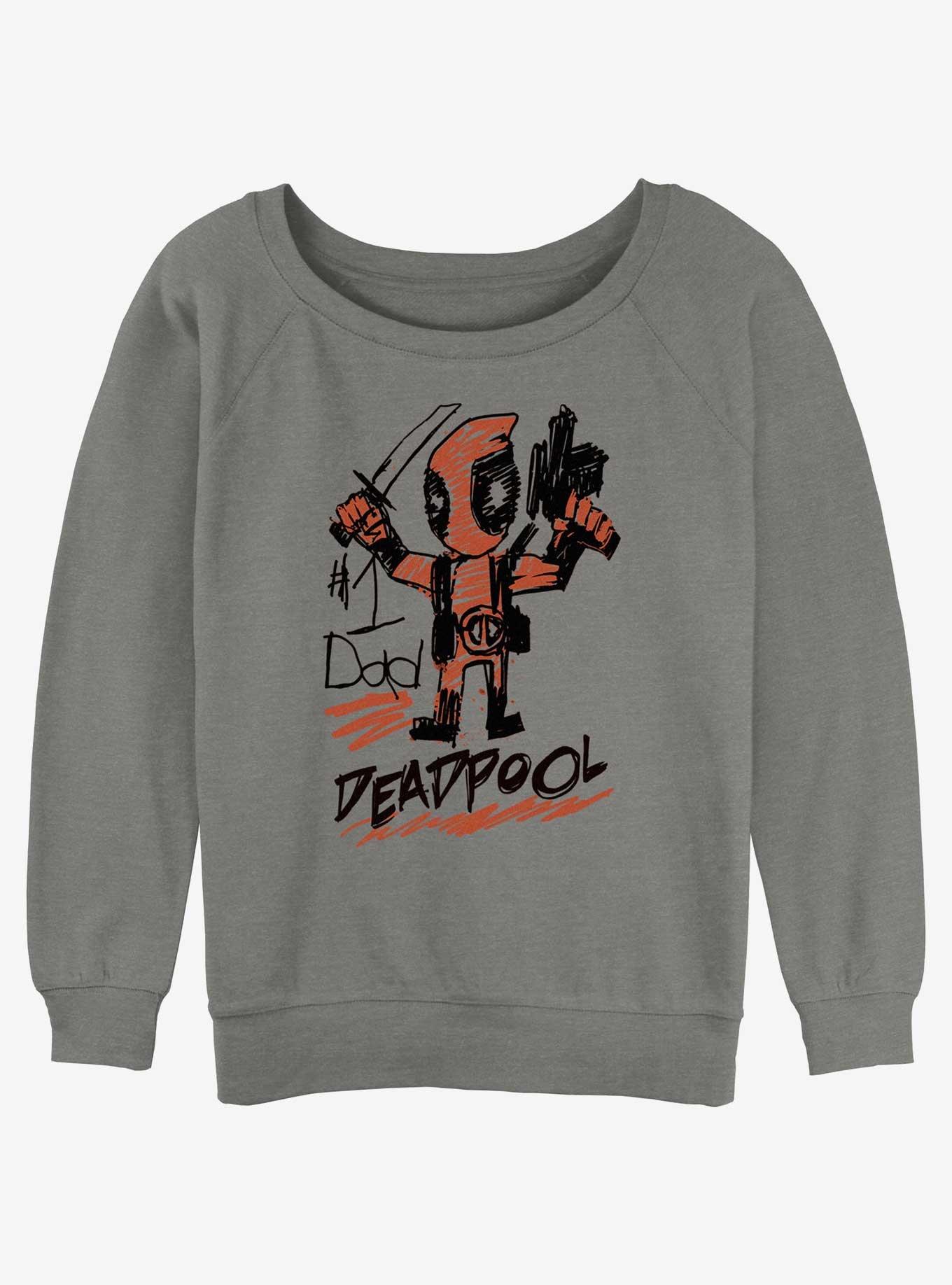 Marvel Deadpool Number 1 Dad Girls Slouchy Sweatshirt, GRAY HTR, hi-res