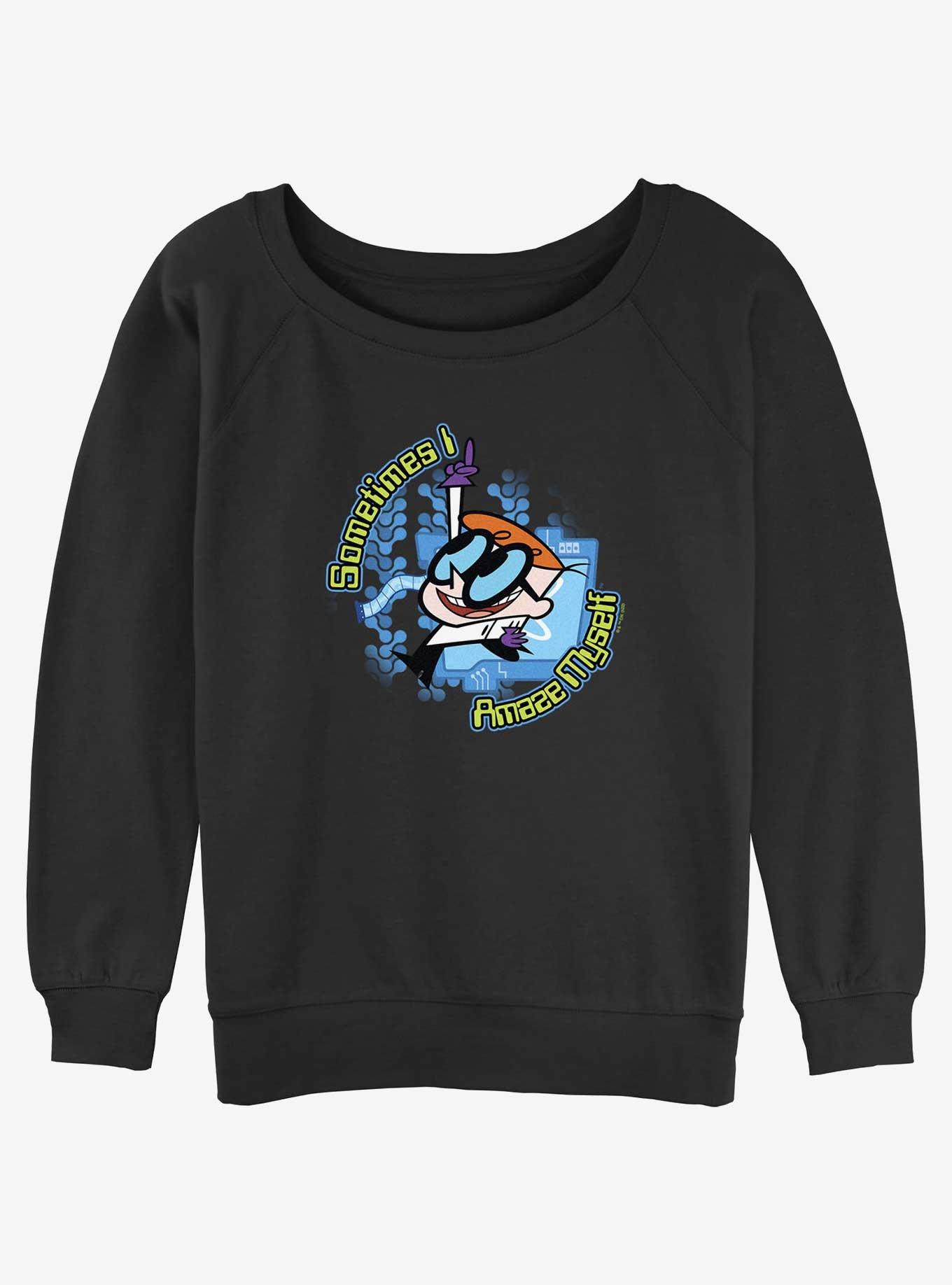 Cartoon Network Dexter's Laboratory Sometimes I Amaze Myself Girls Slouchy Sweatshirt, BLACK, hi-res