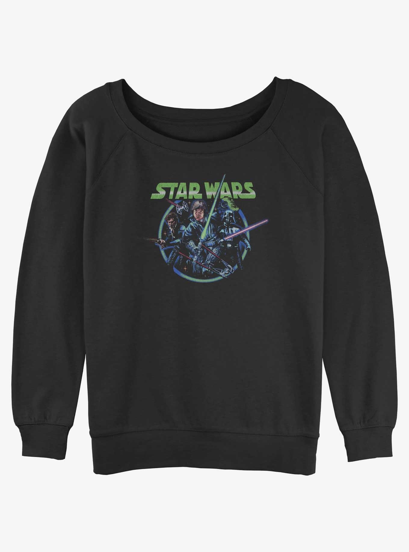 Star Wars Retro Group Girls Slouchy Sweatshirt, BLACK, hi-res