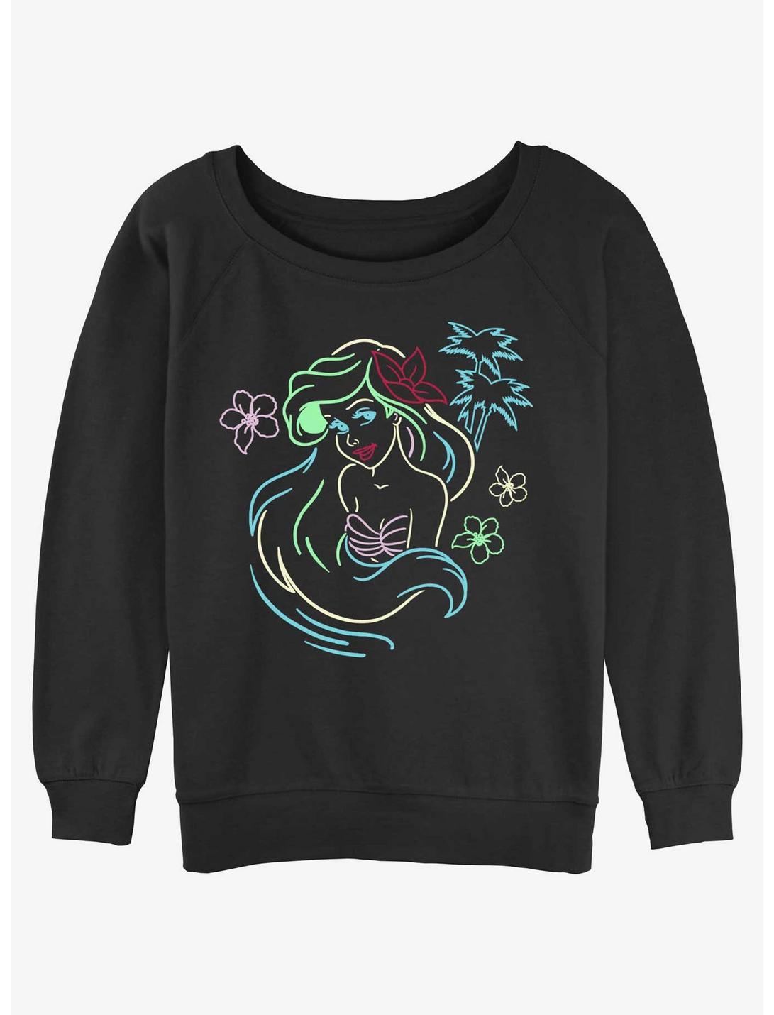Disney The Little Mermaid Ariel Neon Art Girls Slouchy Sweatshirt, BLACK, hi-res