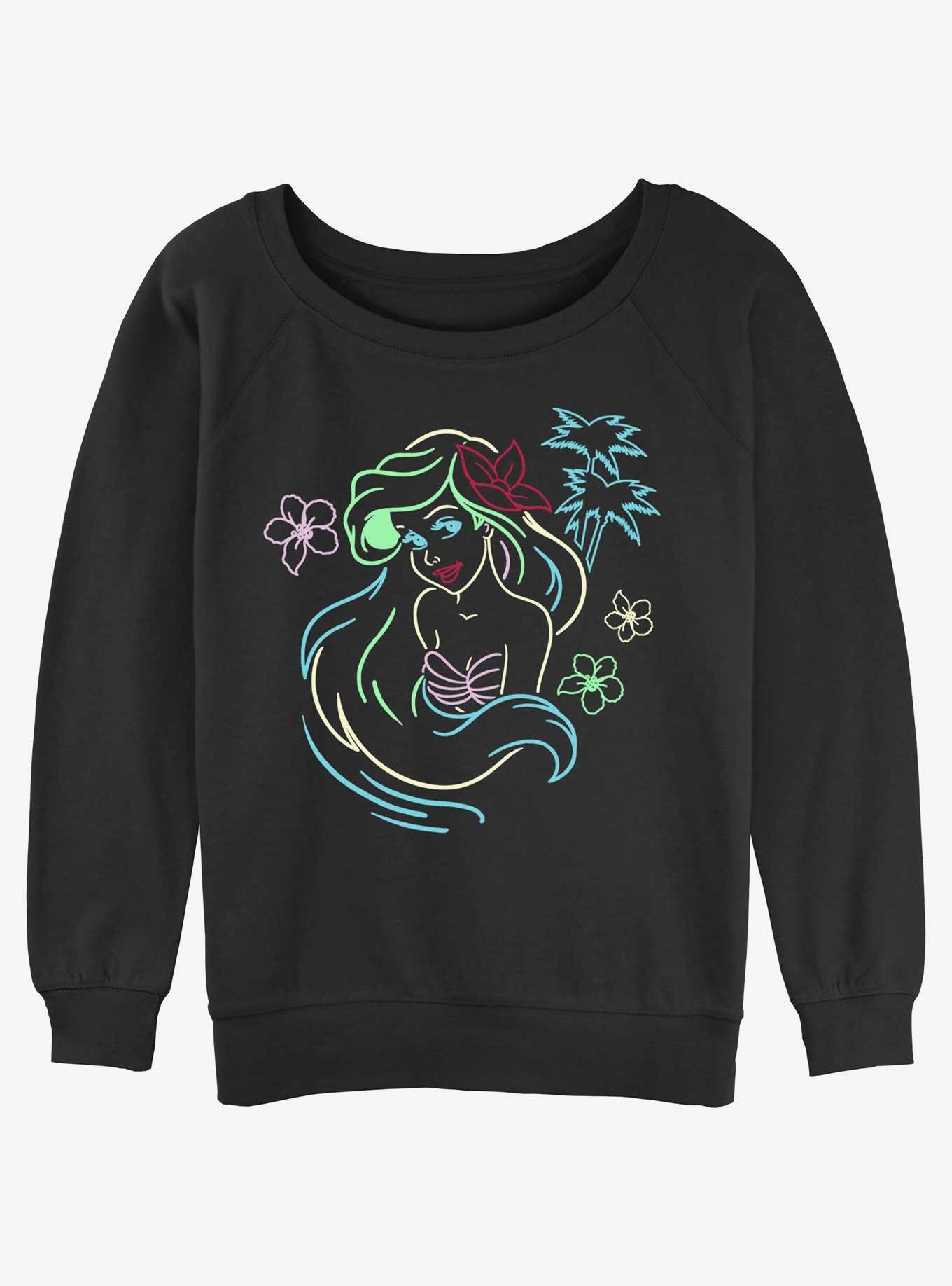 Disney The Little Mermaid Ariel Neon Art Girls Slouchy Sweatshirt, , hi-res