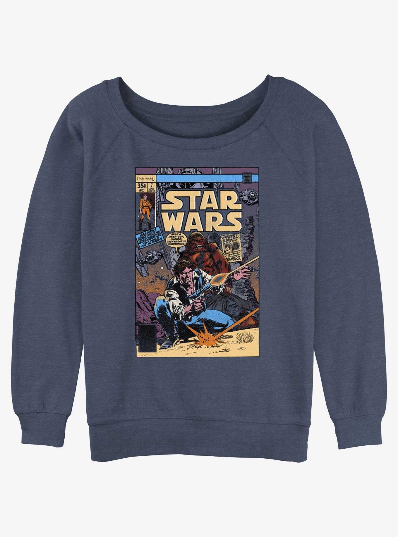 Star Wars Han Solo and Chewie Comic Comic Girls Slouchy Sweatshirt, , hi-res