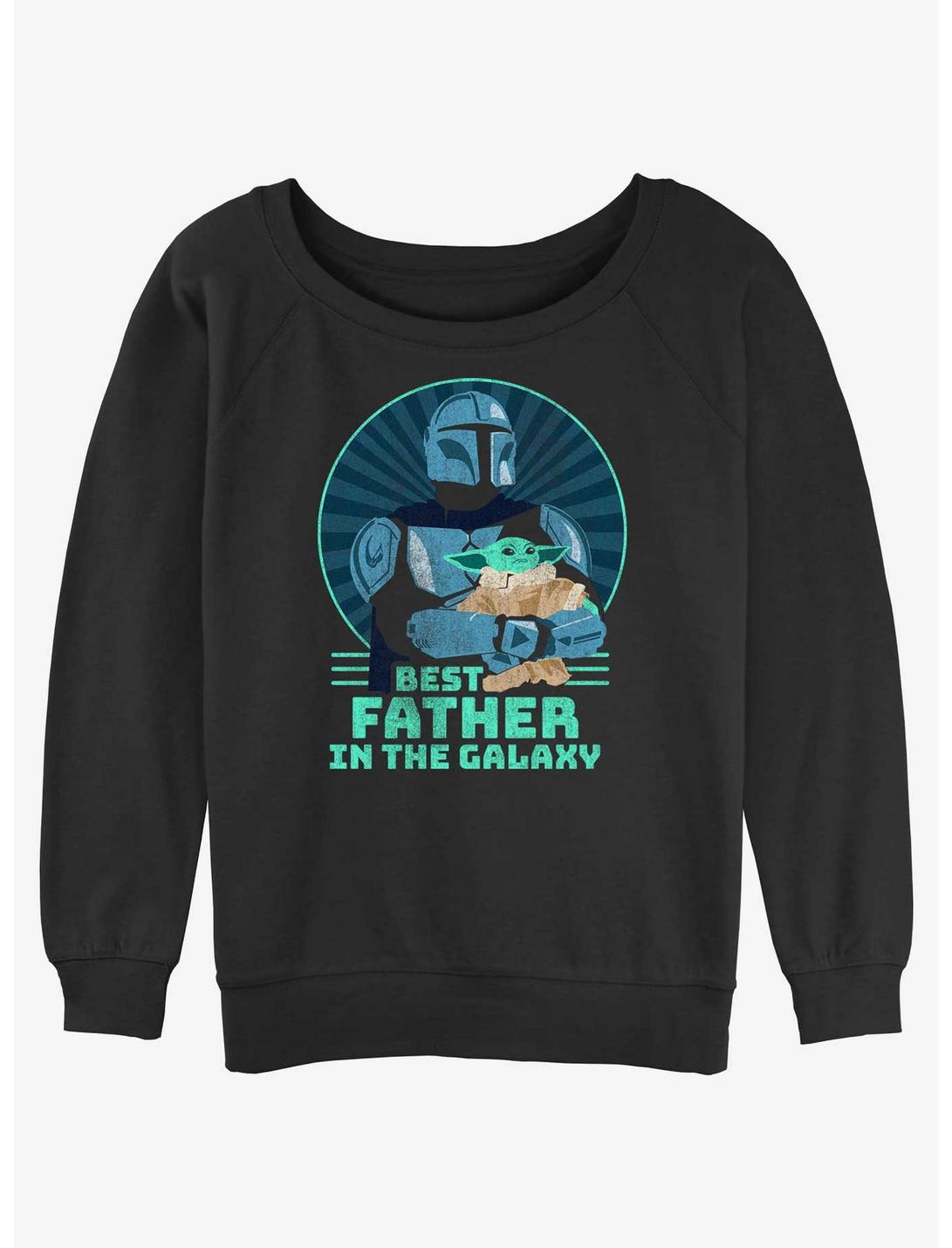 Star Wars The Mandalorian Best Father in the Galaxy Girls Slouchy Sweatshirt, BLACK, hi-res