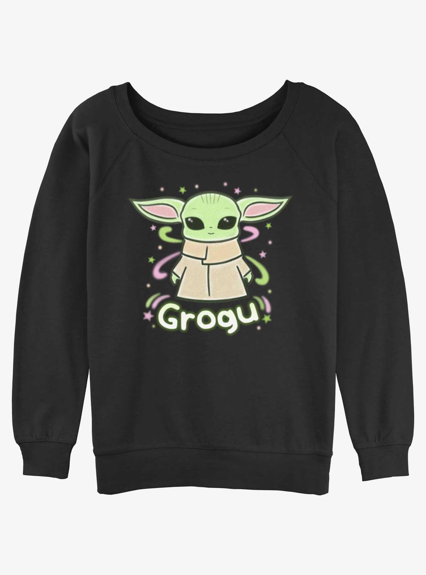 Star Wars The Mandalorian Cute Sparkly Grogu Girls Slouchy Sweatshirt, , hi-res