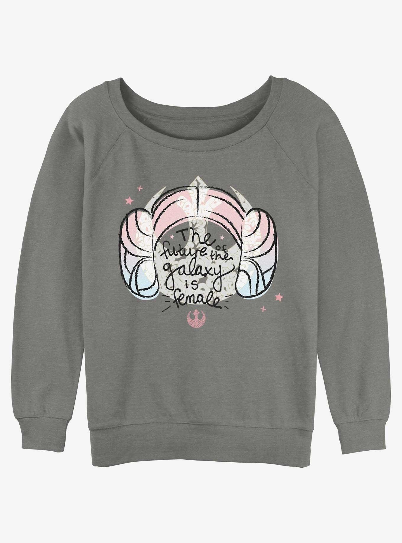 Star Wars The Future Is Female Girls Slouchy Sweatshirt, GRAY HTR, hi-res