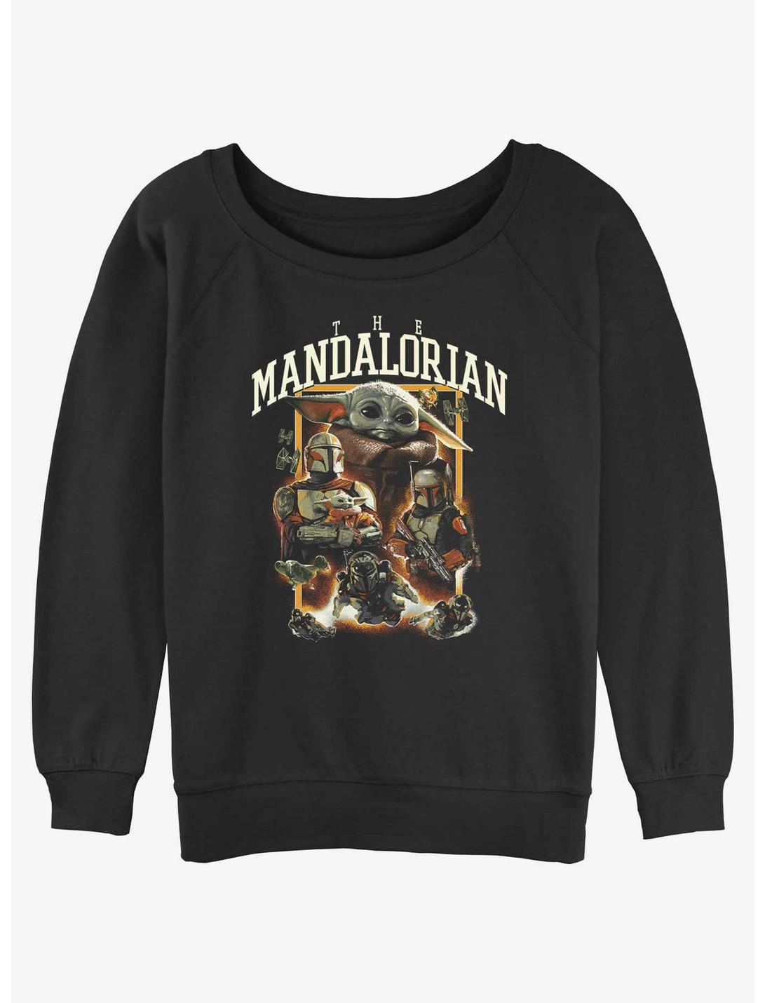 Star Wars The Mandalorian Exploded Poster Girls Slouchy Sweatshirt, BLACK, hi-res