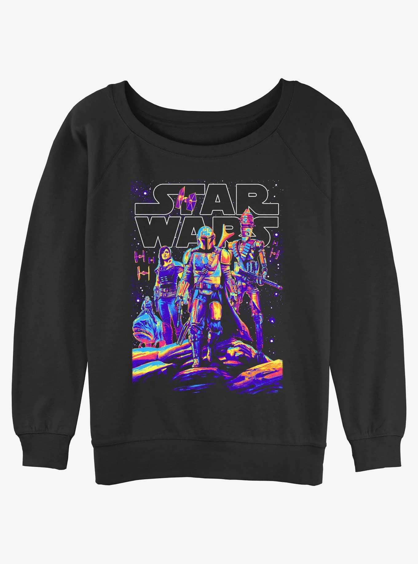 Star Wars The Mandalorian Light It Up Girls Slouchy Sweatshirt, BLACK, hi-res