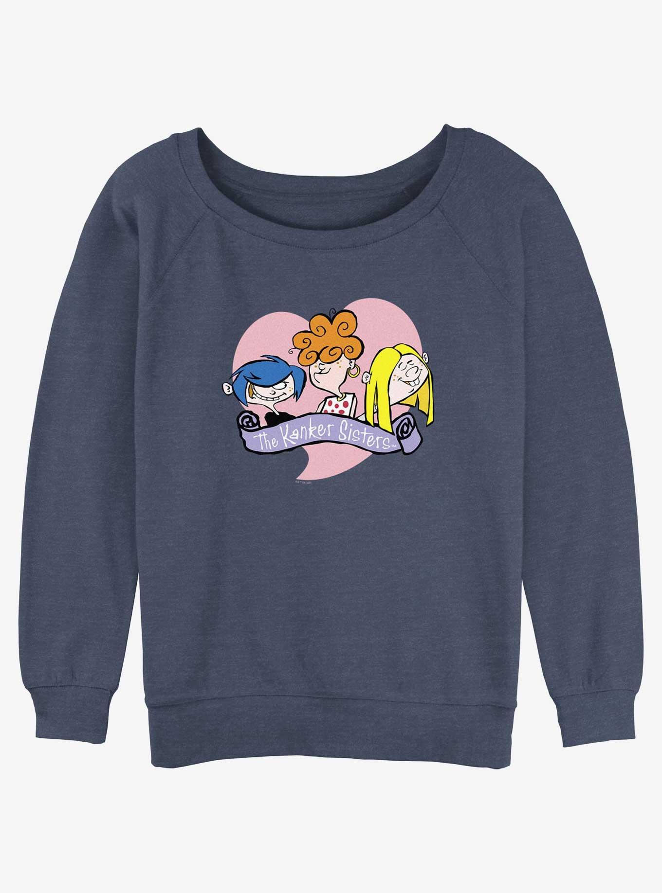 Cartoon Network Ed, Edd n Eddy Kanker Sisters Heart Girls Slouchy Sweatshirt, , hi-res