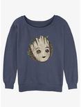 Marvel Guardians of the Galaxy Groot Wooden Badge Girls Slouchy Sweatshirt, BLUEHTR, hi-res