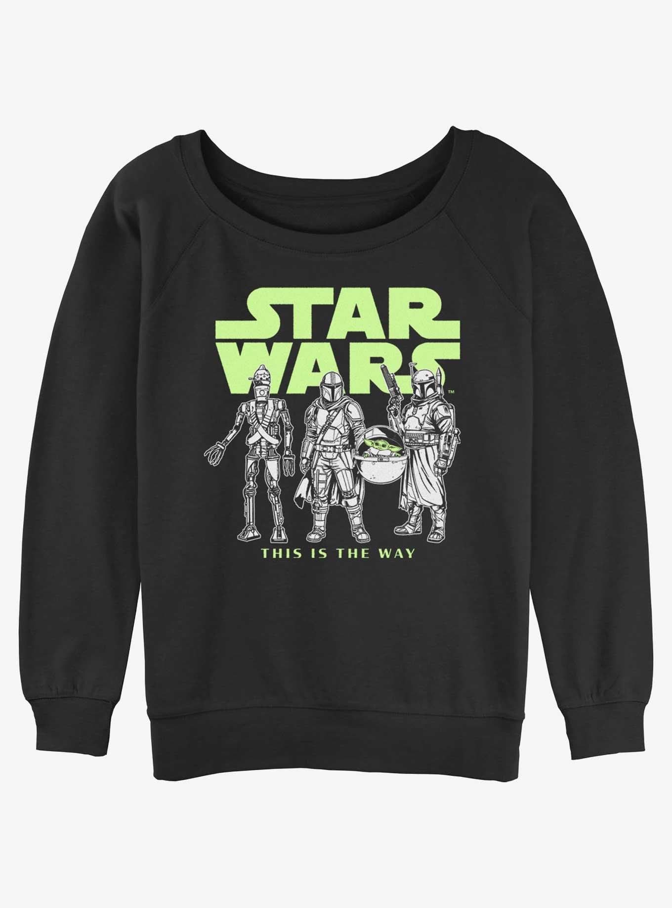 Star Wars The Mandalorian Logo Lineup Girls Slouchy Sweatshirt, BLACK, hi-res