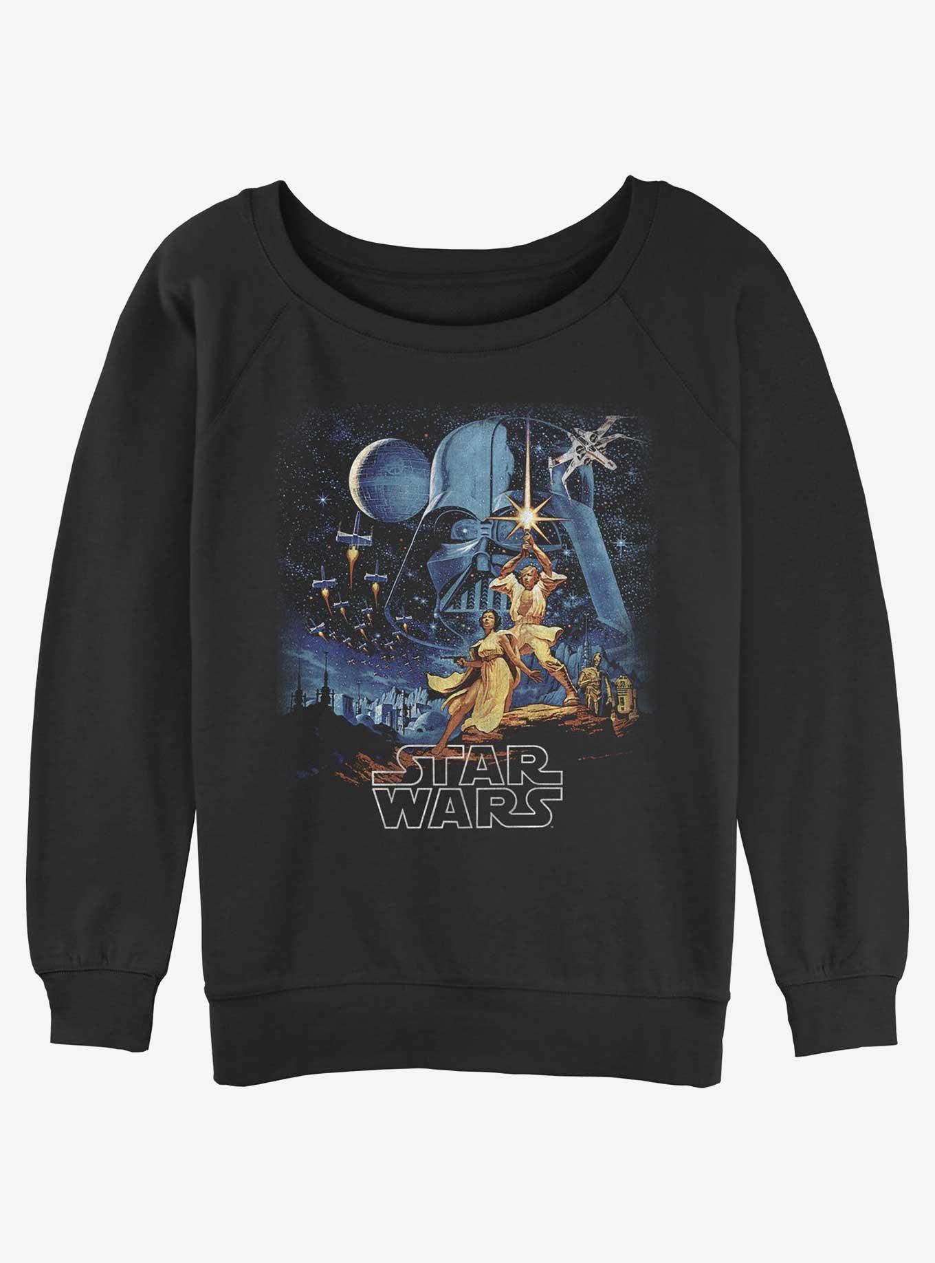 Star Wars Two Hopes Leia and Luke Girls Slouchy Sweatshirt, BLACK, hi-res