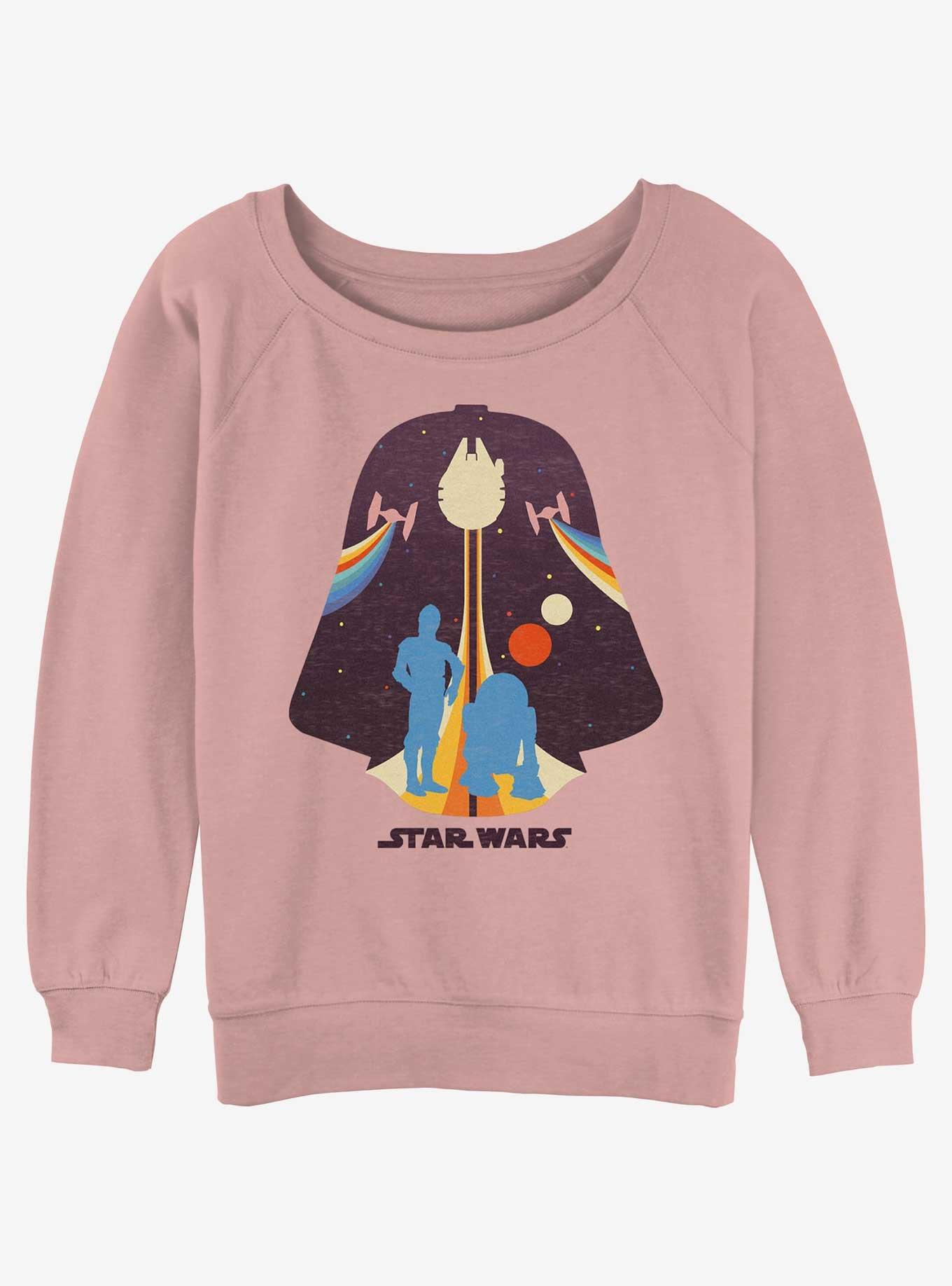 Star Wars Vader Droids Silhouette Girls Slouchy Sweatshirt, DESERTPNK, hi-res
