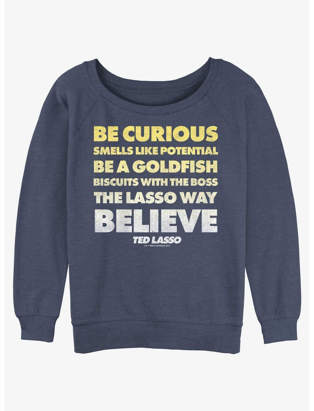 Ted Lasso Be Curious Quote Girls Slouchy Sweatshirt, BLUEHTR, hi-res