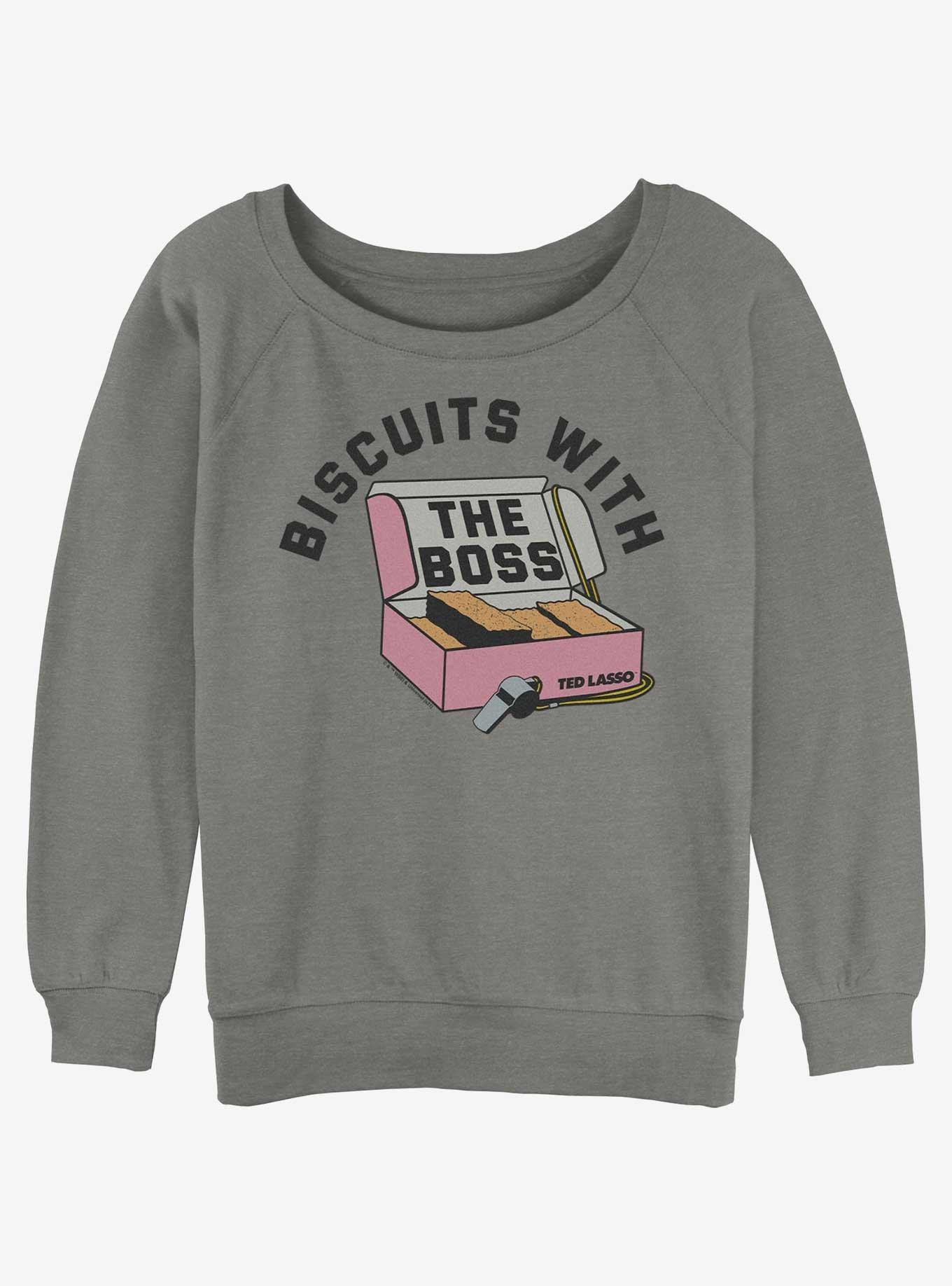 Ted Lasso Biscuit Boss Girls Slouchy Sweatshirt, GRAY HTR, hi-res