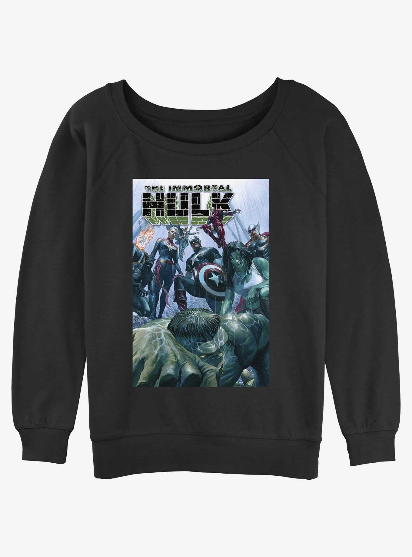 Marvel Hulk The Immortal Hulk Girls Slouchy Sweatshirt, BLACK, hi-res