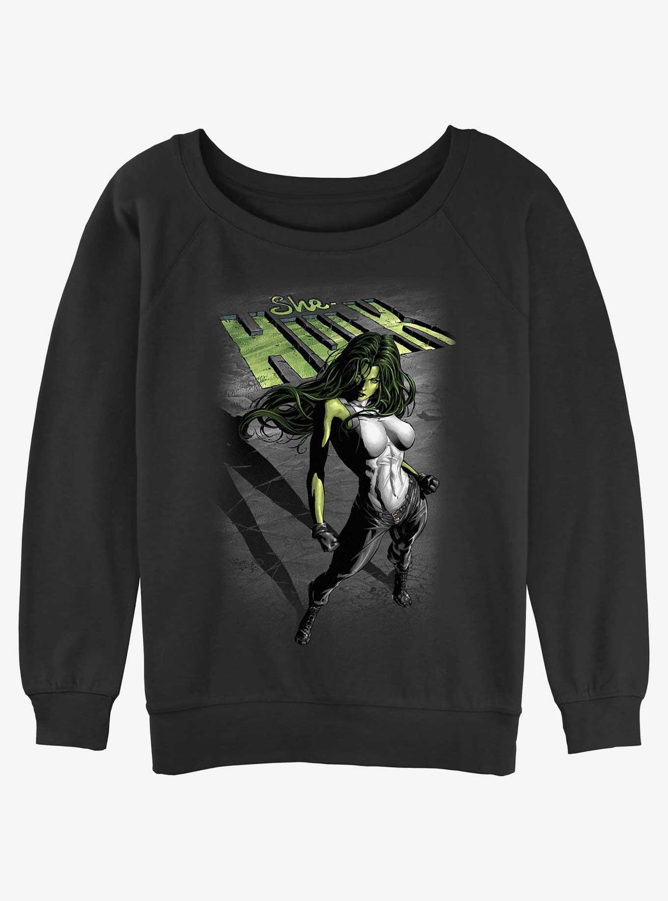 Marvel Hulk Incredible She-Hulk Girls Slouchy Sweatshirt, BLACK, hi-res