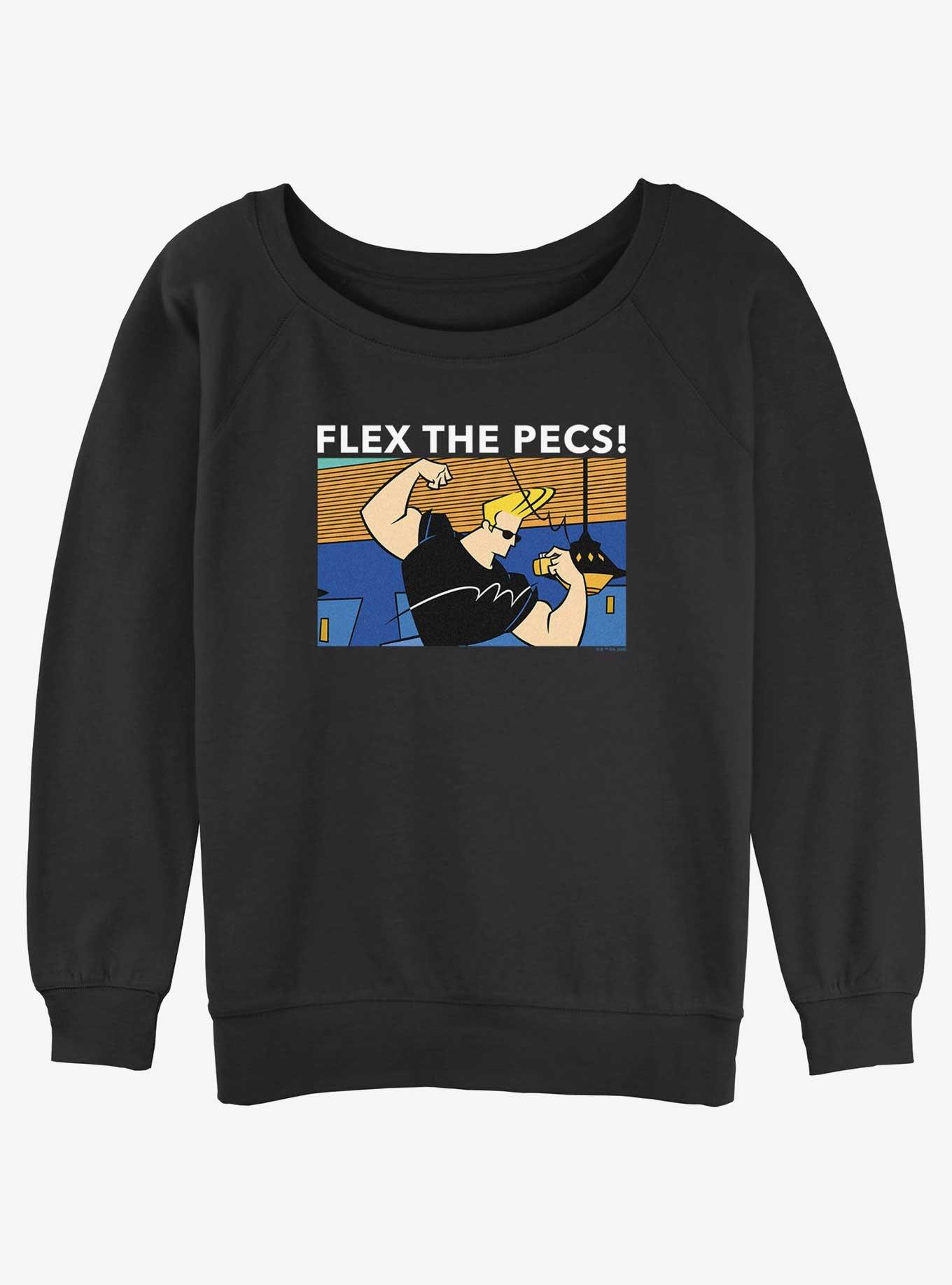Cartoon Network Johnny Bravo Flex The Pecs Girls Slouchy Sweatshirt, BLACK, hi-res