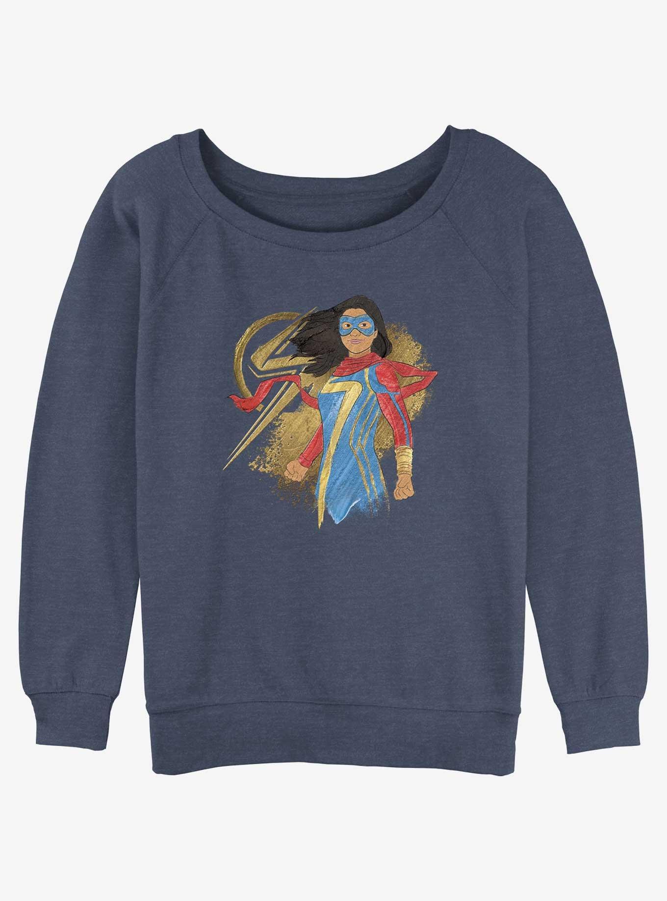 Marvel Ms. Marvel Portrait Girls Slouchy Sweatshirt, BLUEHTR, hi-res