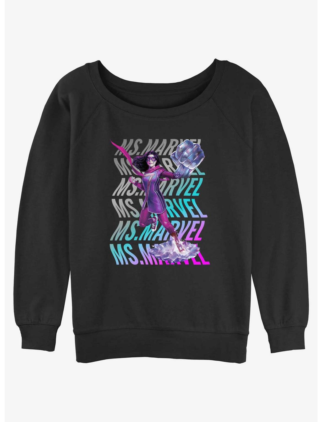 Marvel Ms. Marvel Wave Girls Slouchy Sweatshirt, BLACK, hi-res