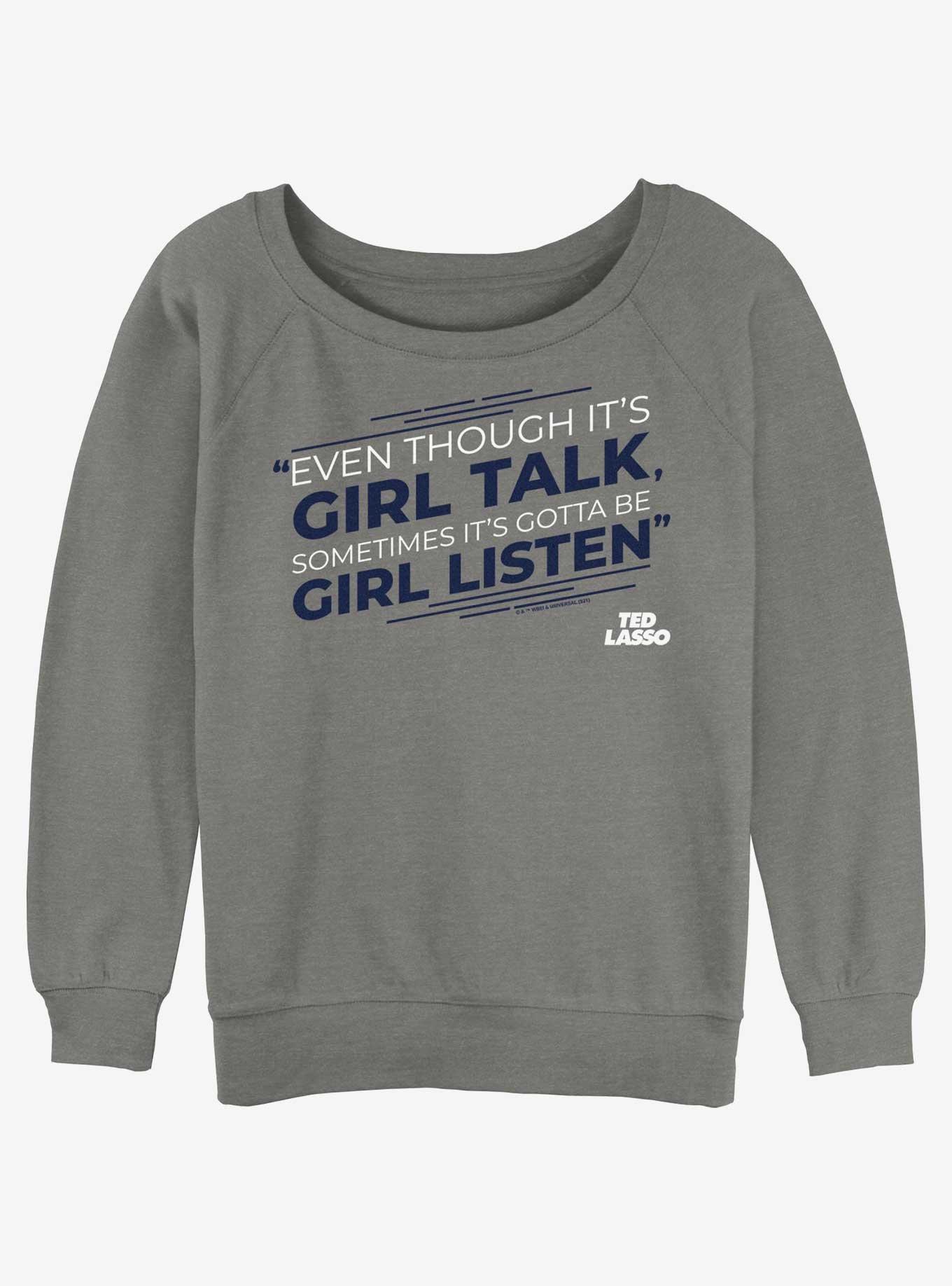 Ted Lasso Girl Listen Girls Slouchy Sweatshirt, GRAY HTR, hi-res