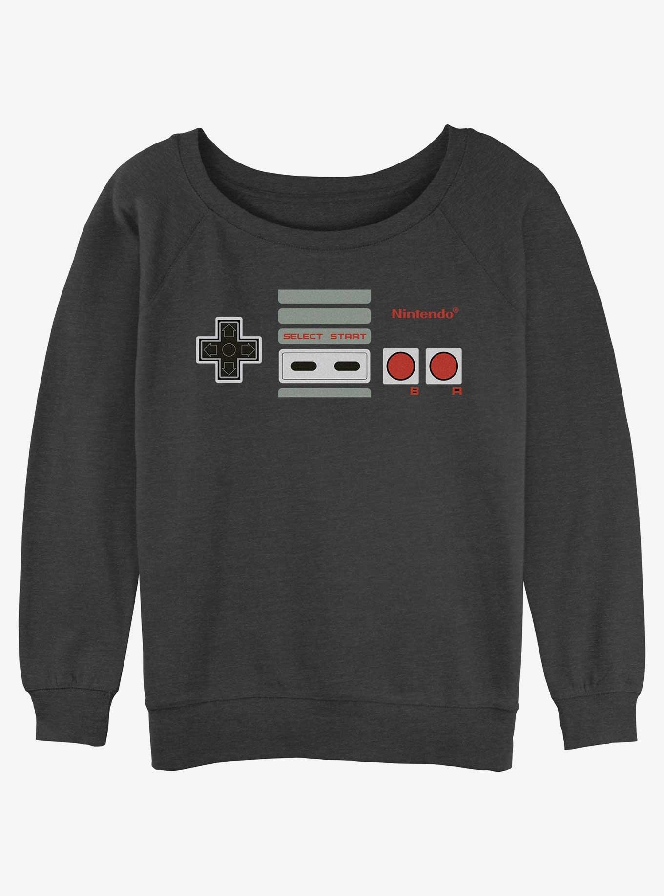 Nintendo Classic Controller Girls Slouchy Sweatshirt, CHAR HTR, hi-res