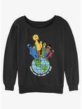 Sesame Street Friends Make The World Girls Slouchy Sweatshirt, BLACK, hi-res