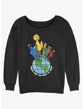 Sesame Street Friends Make The World Girls Slouchy Sweatshirt, , hi-res