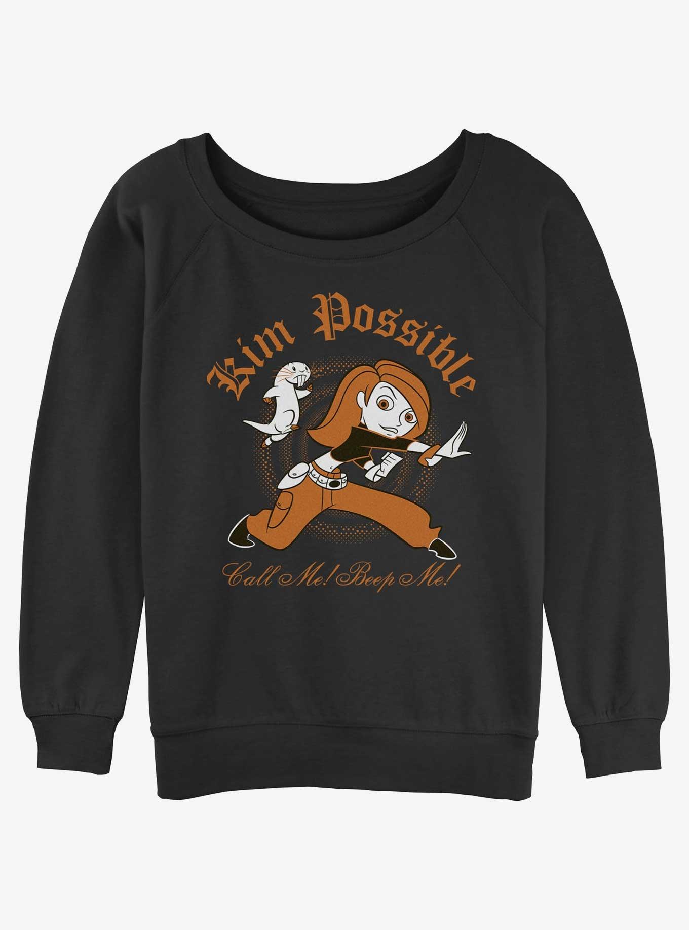 Disney Kim Possible Call Me, Beep Me Girls Slouchy Sweatshirt, BLACK, hi-res