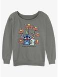 Disney Lilo & Stitch Chibi Floral Stitch and Scrump Girls Slouchy Sweatshirt, GRAY HTR, hi-res