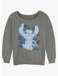 Disney Lilo & Stitch Floral Sketch Girls Slouchy Sweatshirt, GRAY HTR, hi-res