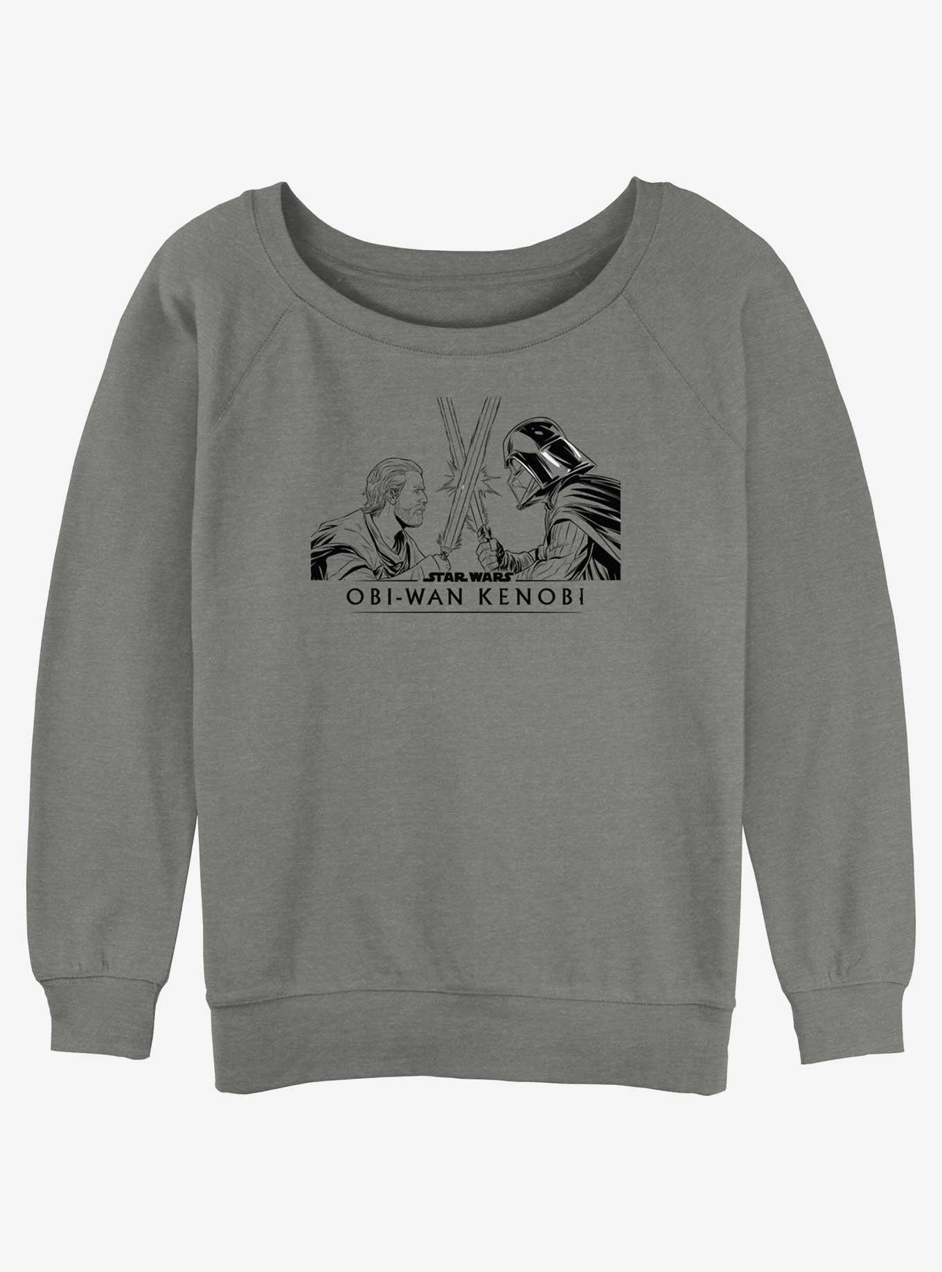 Star Wars Kenobi and Vader Clash Girls Slouchy Sweatshirt, GRAY HTR, hi-res