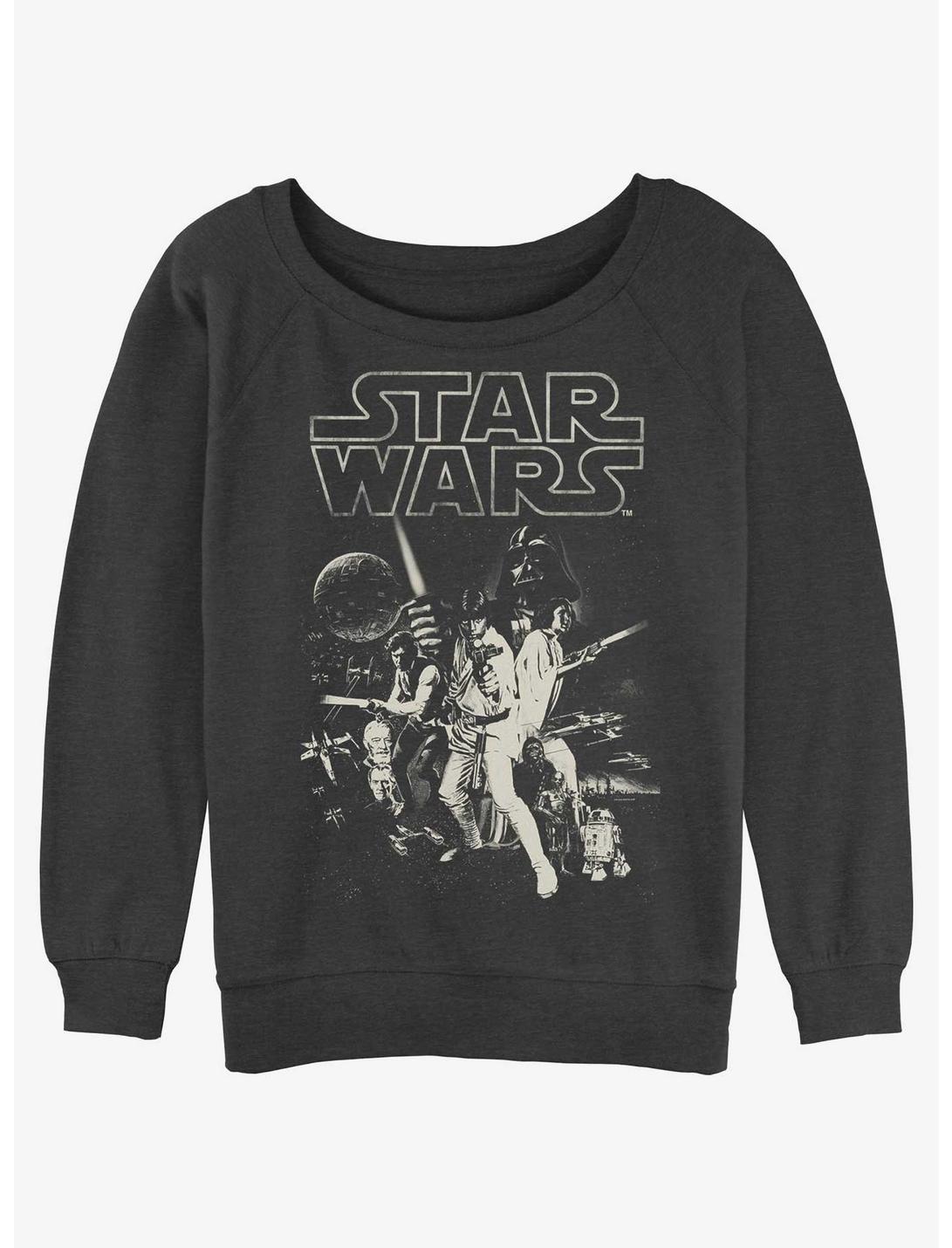 Star Wars Poster Girls Slouchy Sweatshirt, CHAR HTR, hi-res