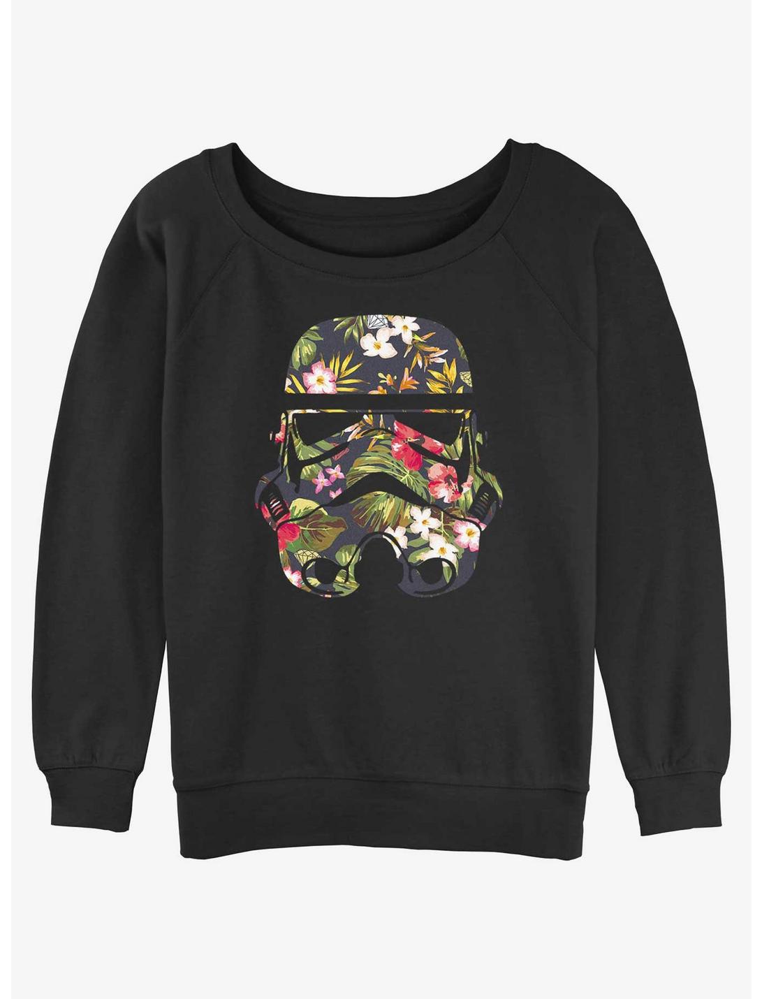 Star Wars Storm Trooper Floral Girls Slouchy Sweatshirt, BLACK, hi-res