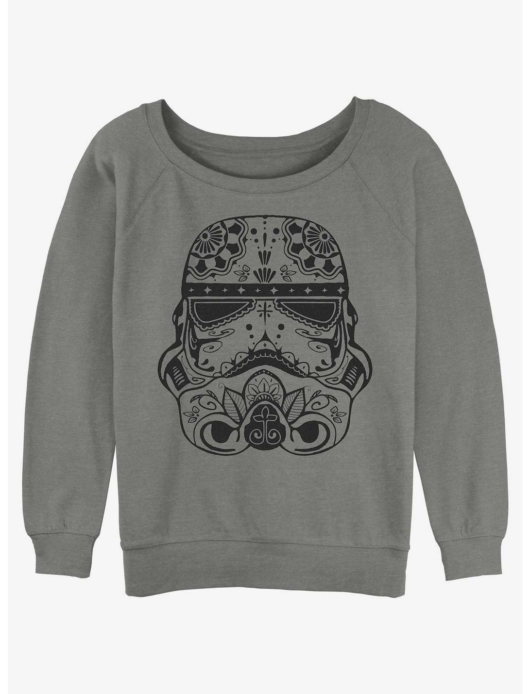 Star Wars Sugar Skull Trooper Helmet Girls Slouchy Sweatshirt, GRAY HTR, hi-res