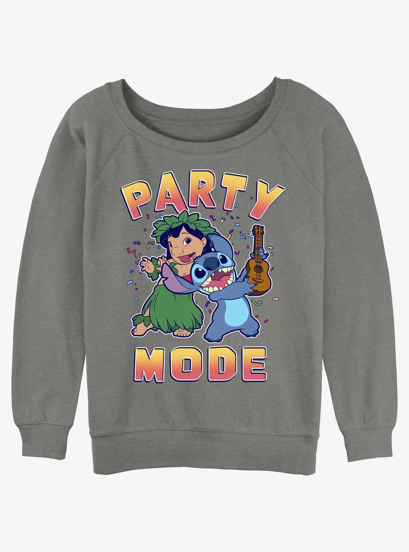 Disney Lilo & Stitch Party Mode Girls Slouchy Sweatshirt, GRAY HTR, hi-res