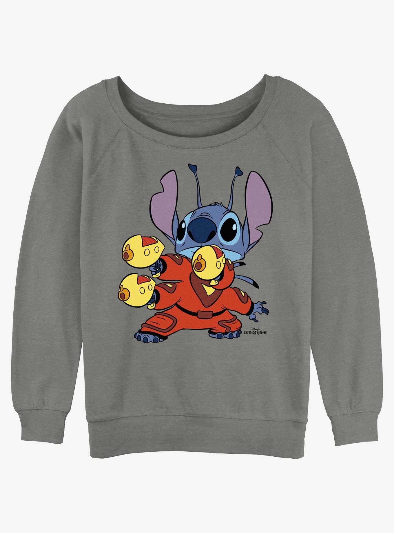 Disney Lilo & Stitch Alien Pew Pew Girls Slouchy Sweatshirt - GREY