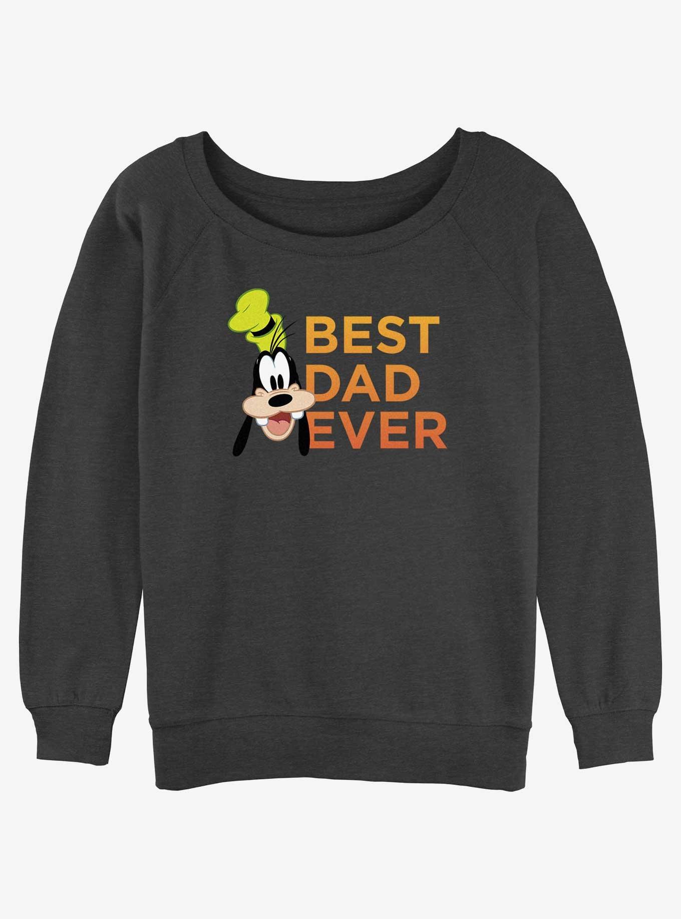 Disney Goofy Best Dad Ever Girls Slouchy Sweatshirt, CHAR HTR, hi-res