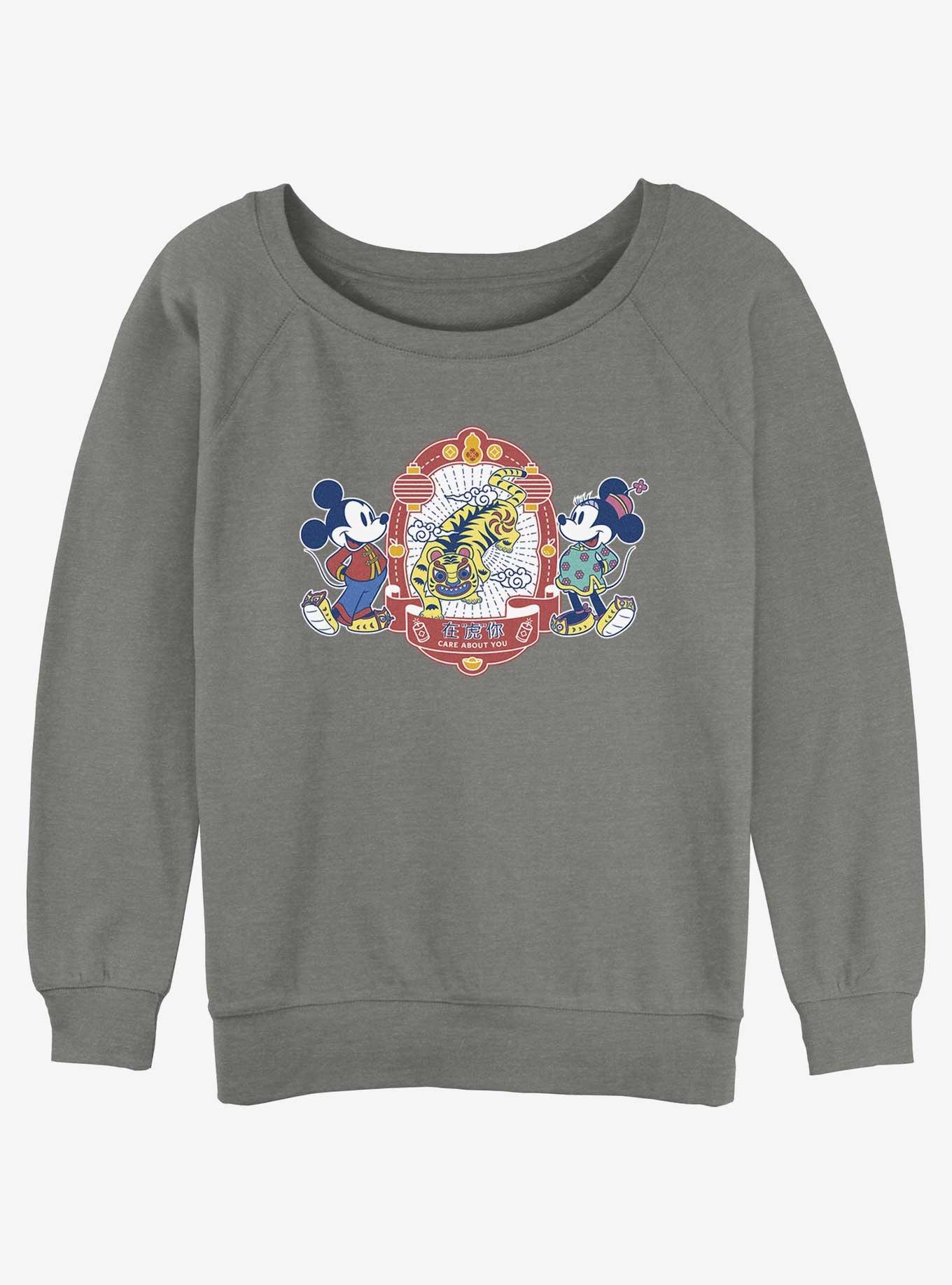 Disney Mickey Mouse Care About You Girls Slouchy Sweatshirt, GRAY HTR, hi-res