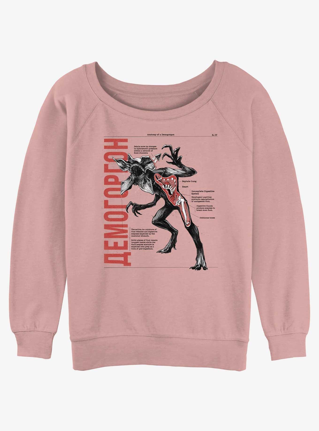 Stranger Things Anatomy of Demogorgon Girls Slouchy Sweatshirt PINK Hot Topic