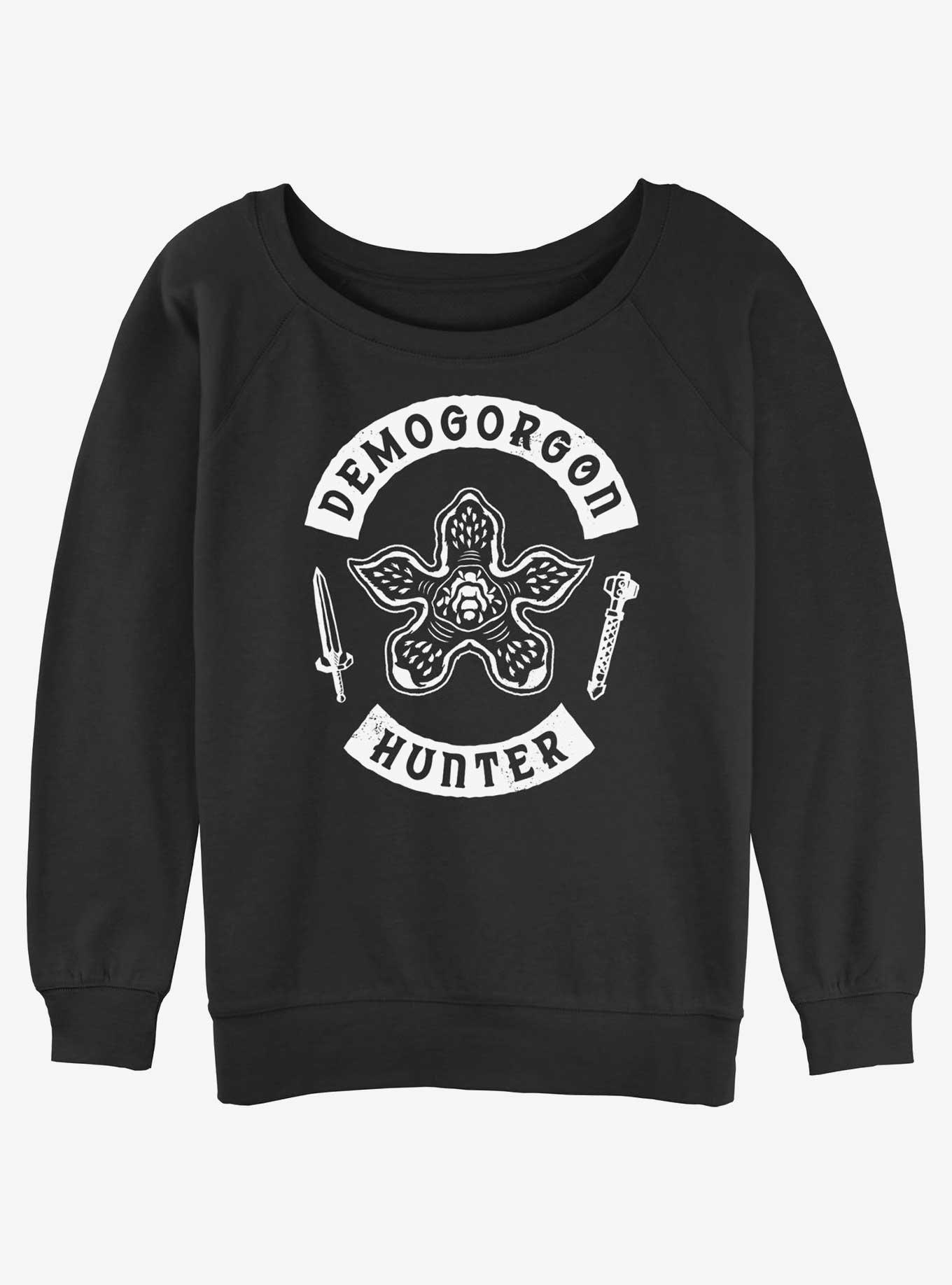 Stranger Things Demogorgon Hunter Girls Slouchy Sweatshirt, BLACK, hi-res