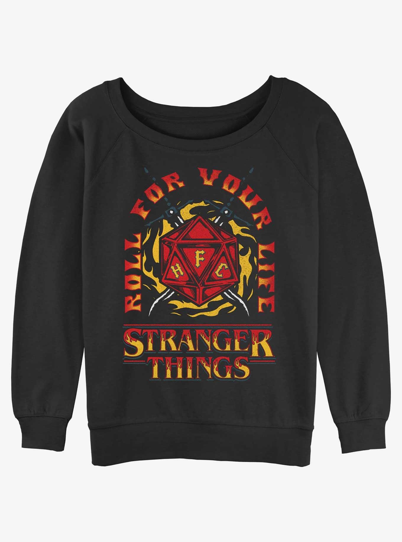 Stranger Things Fire and Dice Girls Slouchy Sweatshirt