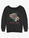 Stranger Things Floral Things Girls Slouchy Sweatshirt, BLACK, hi-res
