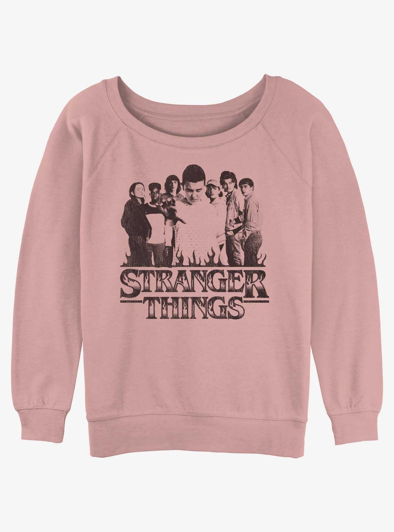 Stranger Things Group Focus Girls Slouchy Sweatshirt, DESERTPNK, hi-res