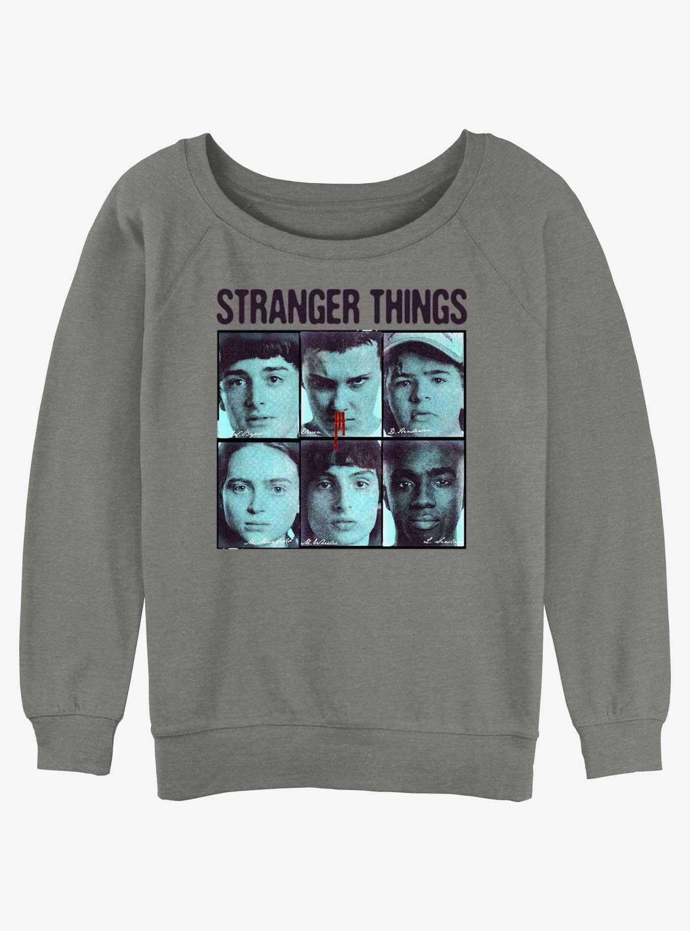 Stranger Things Halftone Gang Girls Slouchy Sweatshirt, GRAY HTR, hi-res