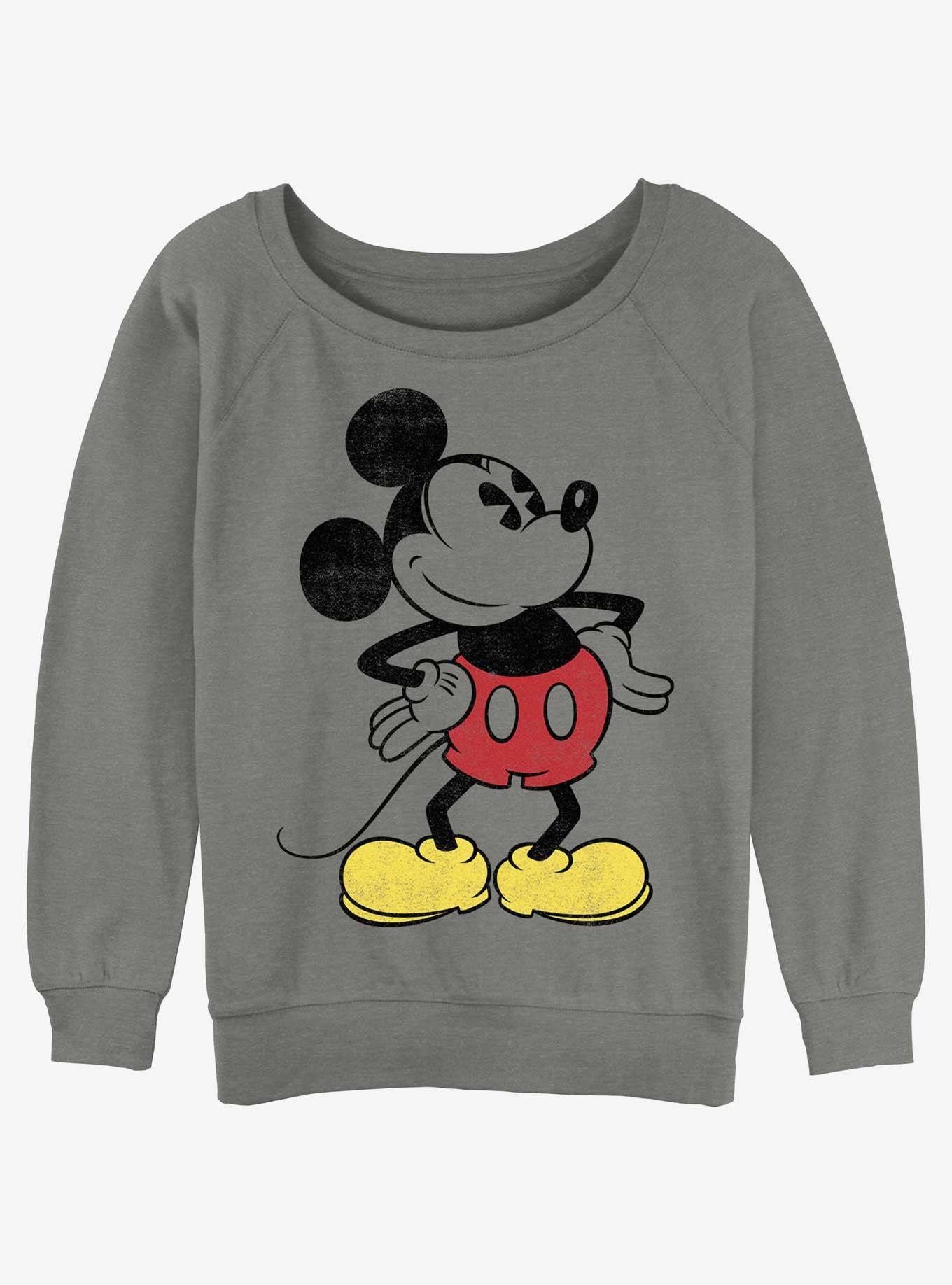 Disney Mickey Mouse Classic Vintage Mickey Girls Slouchy Sweatshirt, GRAY HTR, hi-res