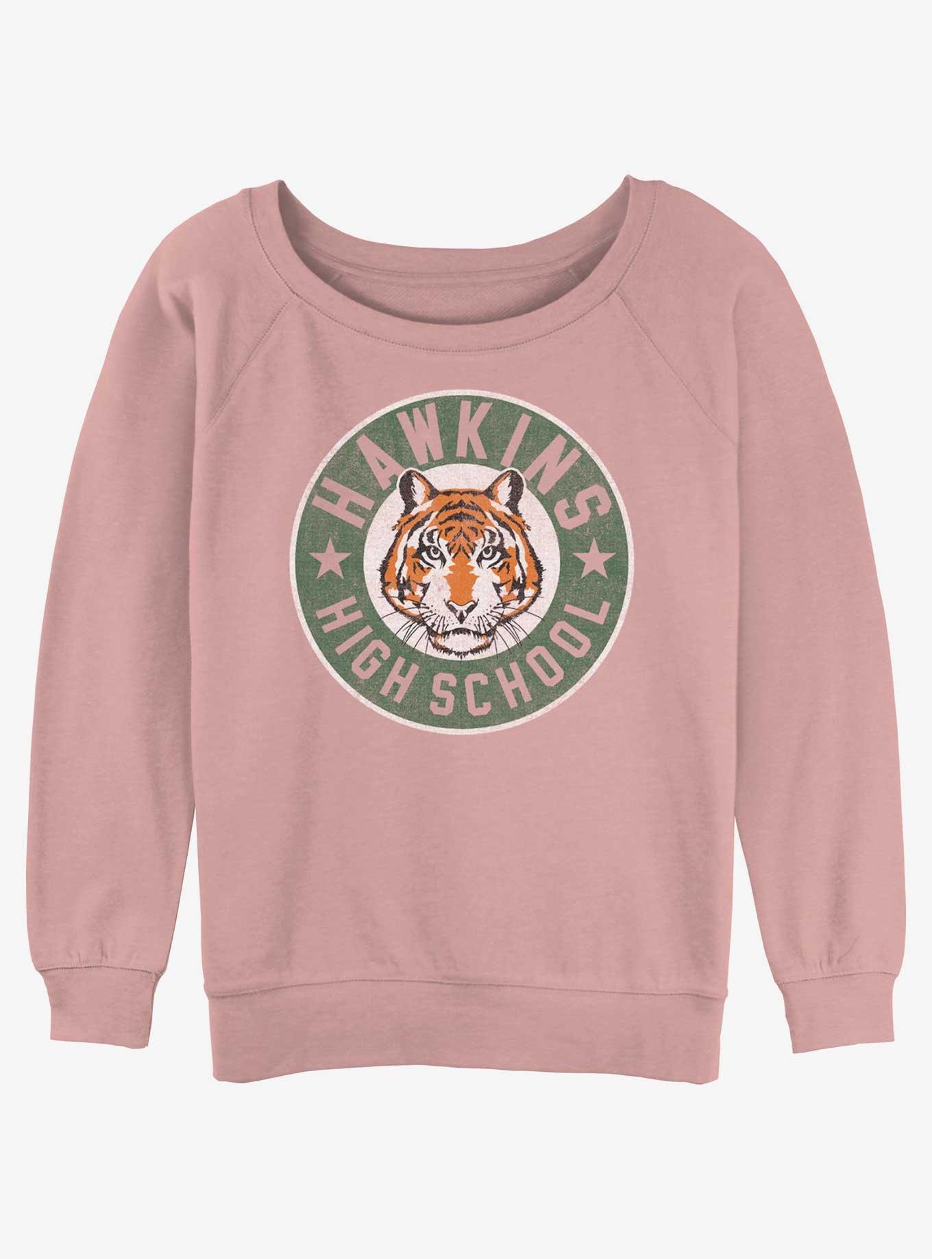 Stranger Things Hawkins High Tiger Emblem Girls Slouchy Sweatshirt
