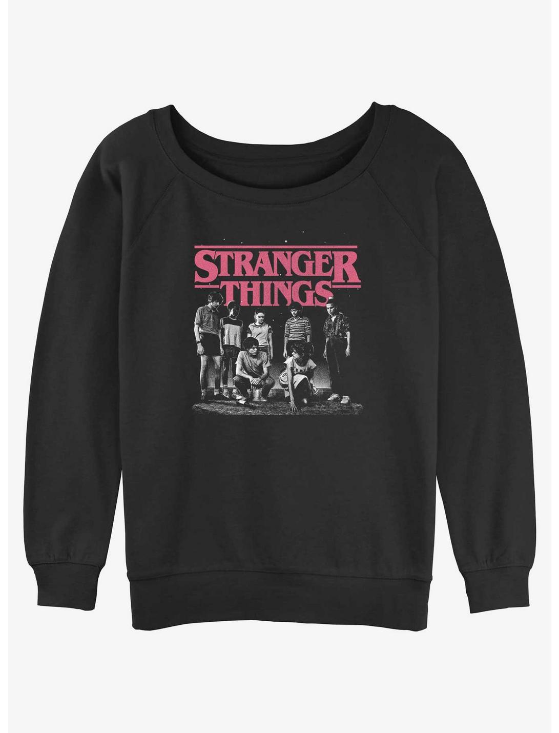 Stranger Things Hawkins Squad Girls Slouchy Sweatshirt, BLACK, hi-res