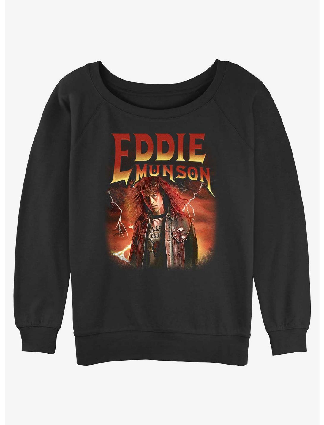 Stranger Things Metal Eddie Munson Girls Slouchy Sweatshirt, BLACK, hi-res