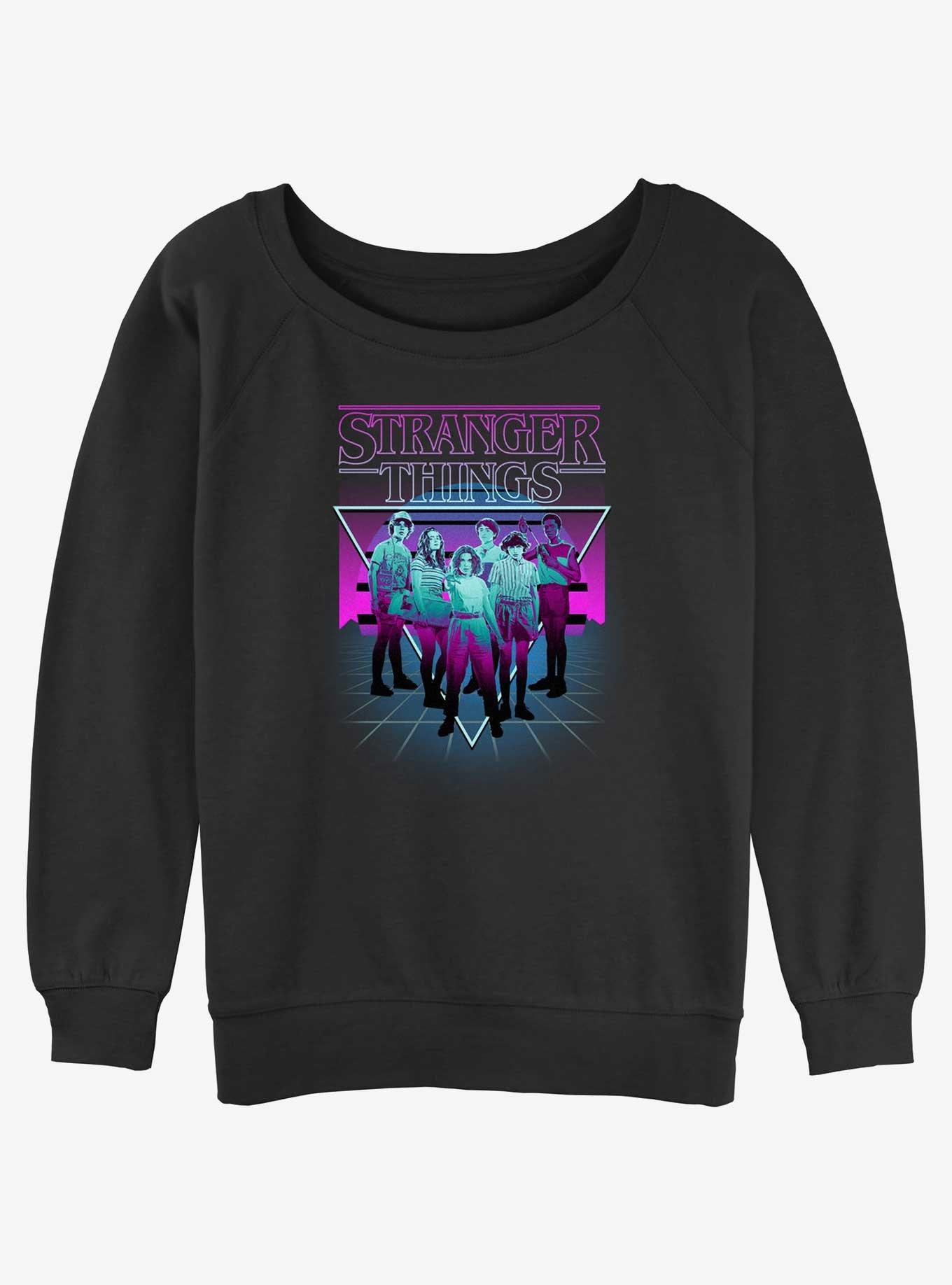 Stranger Things Neon Group Girls Slouchy Sweatshirt, , hi-res