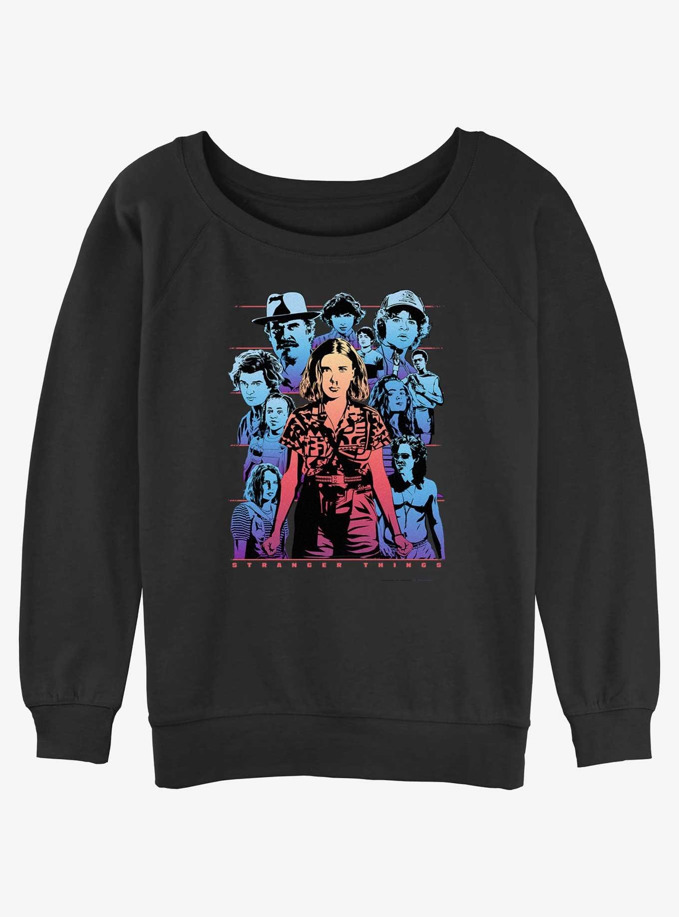 Stranger Things Populous Gaze Girls Slouchy Sweatshirt, BLACK, hi-res